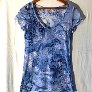 Calvin Klein shades of blue paisley burnout tee